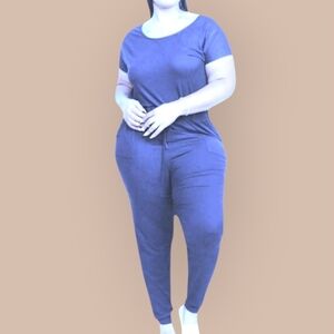 NWT Capella Blue Two-way Shoulder Drawstring Jumpsuit ~Curvy/Plus Size